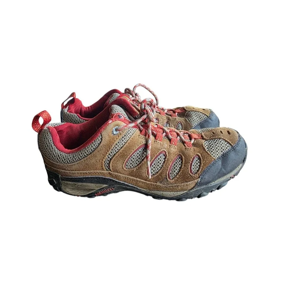 Merrell Kangaroo/Ochre Hiking Trail Shoes Men's US 8.5 Brown Red Suede Vibram